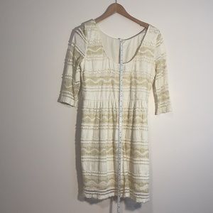 Vintage style cream w/Gold Lace Dress